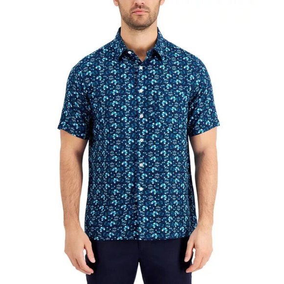 TASSO ELBA Men's Cellula Tile Printed Shirt Blue Size XXL MSRP $65 - Picture 1 of 1
